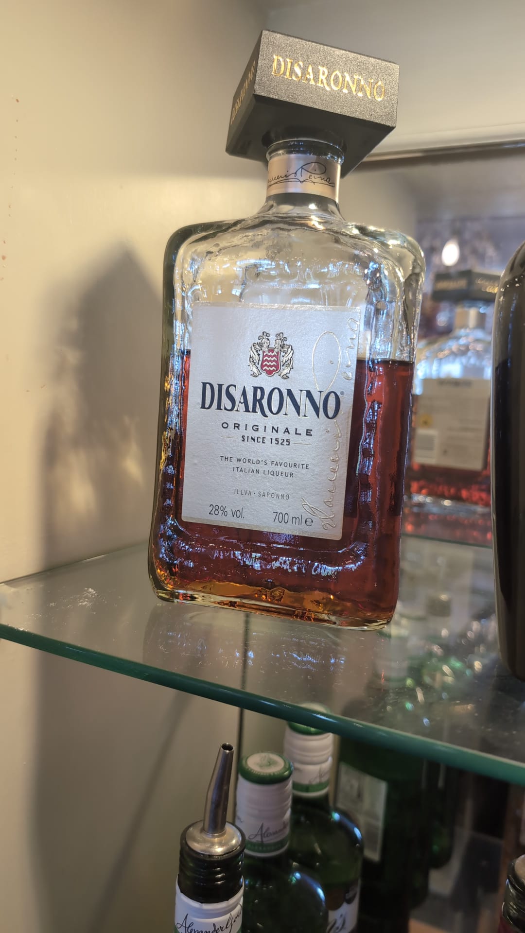 Disaronno on the back bar, second angle