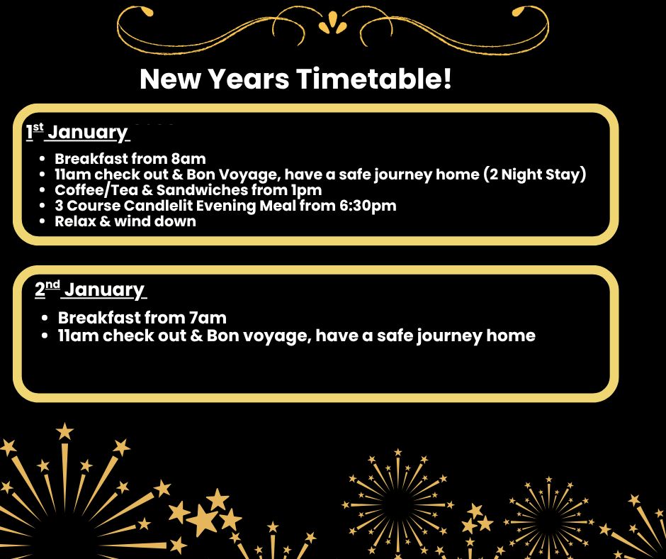 New Year timetable - 1 and 2 January