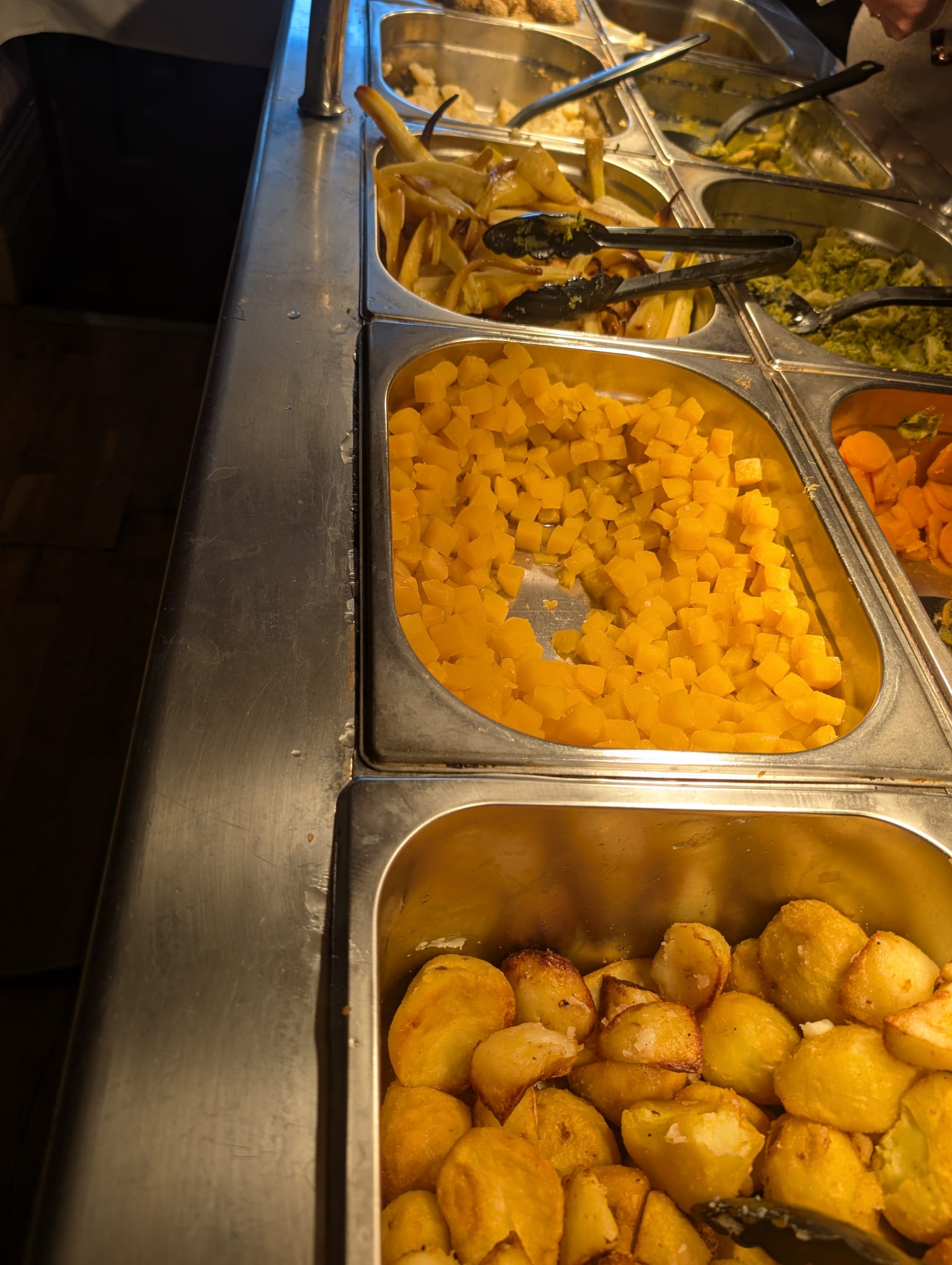 Sunday carvery serving line