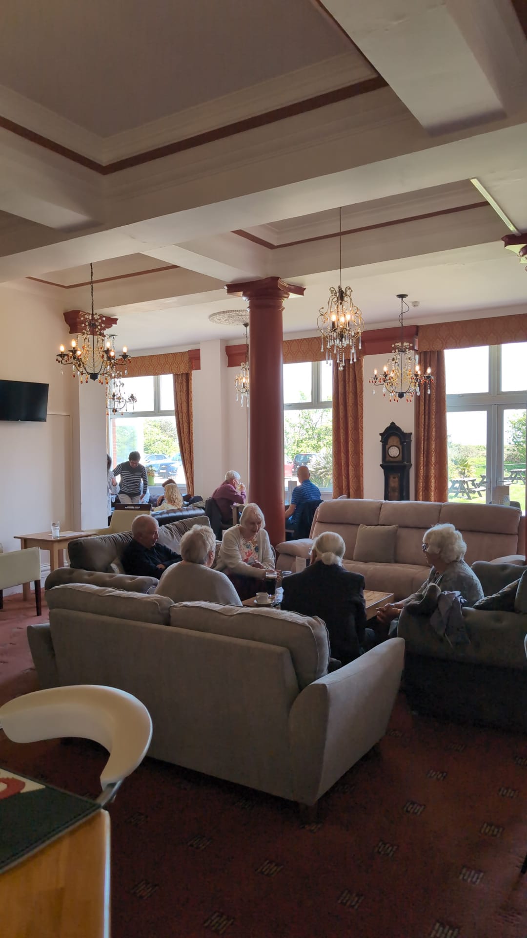 Busy lounge seating during service