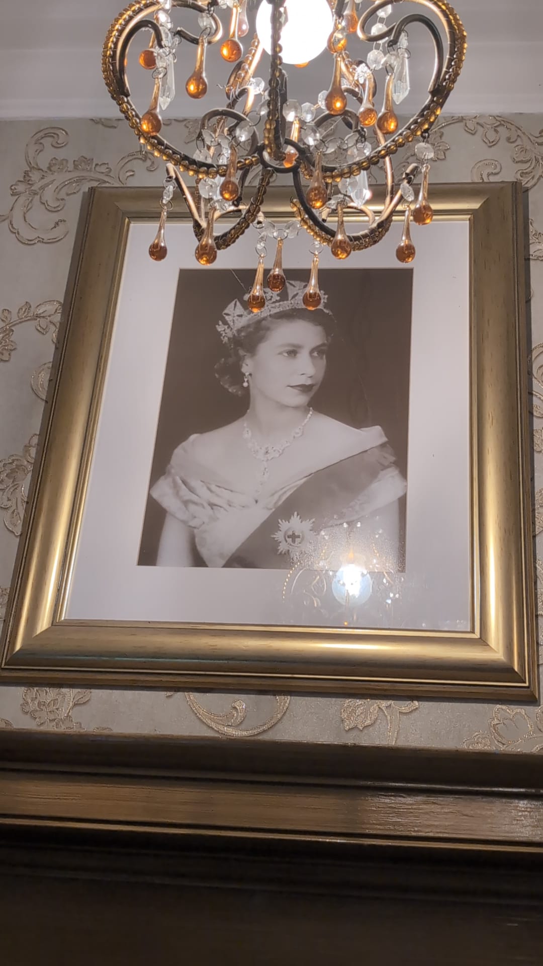Queen portrait chandelier - The Royal Hotel, Skegness