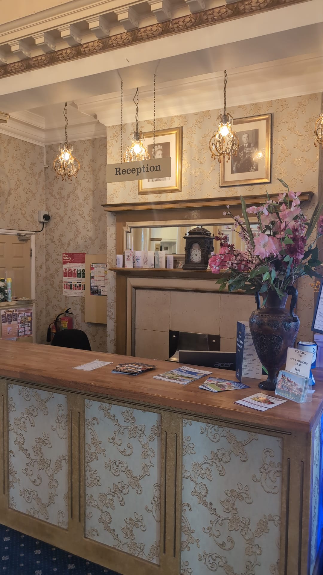 Reception desk viewed head-on