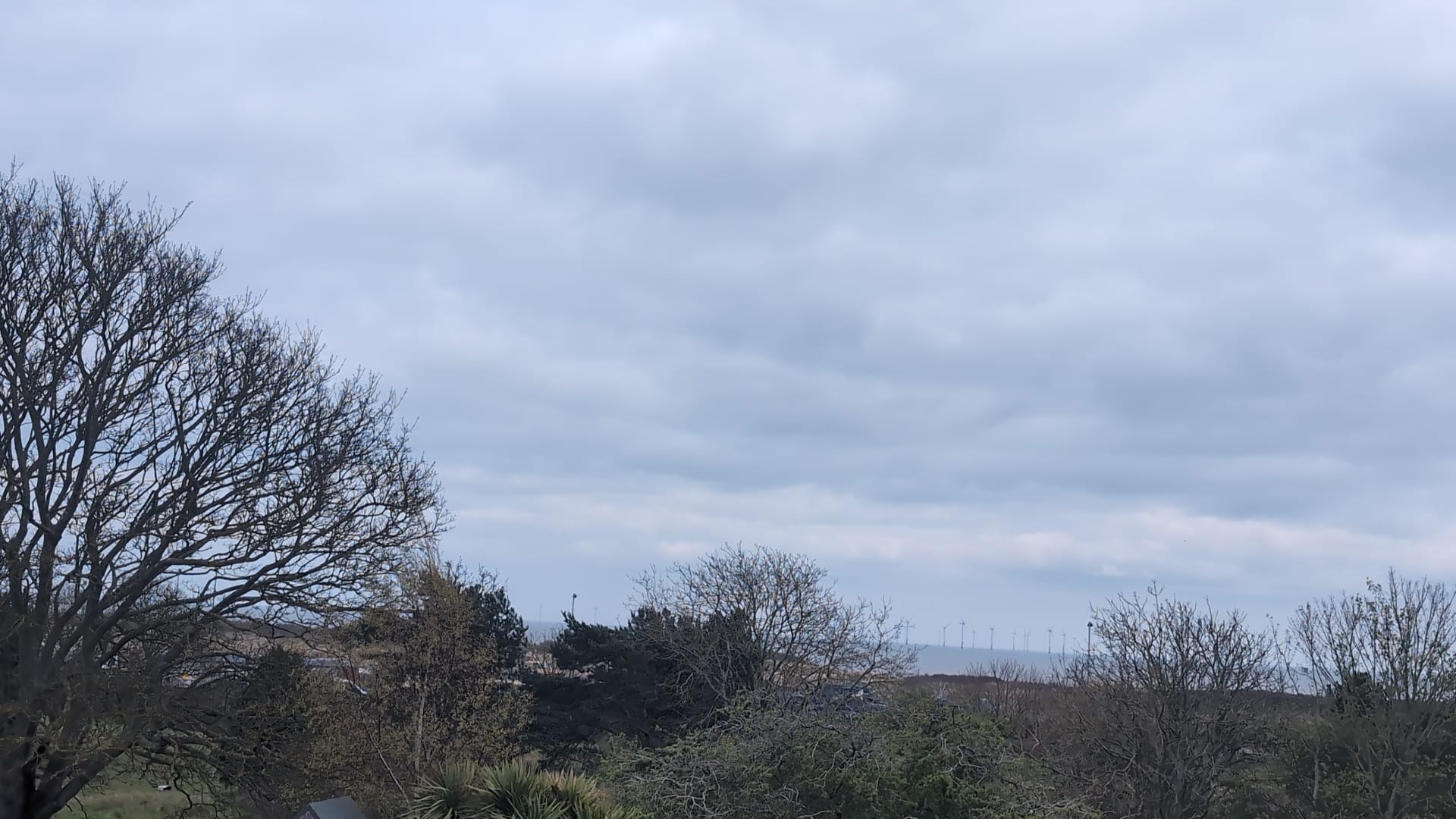 Sea view from the hotel showing offshore wind turbines