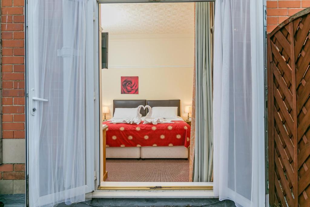 View into the room from the balcony